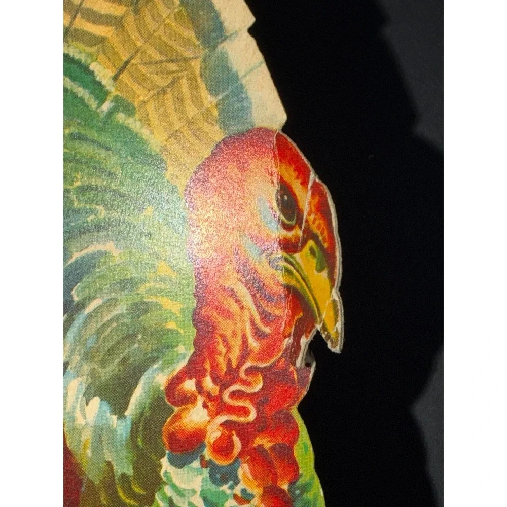 VTG Dennison Thanksgiving Die Cut Decorations  Multicolor Holiday Decor 4pc